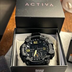 Ativa Dual Time Black and Yellow Men's Watch